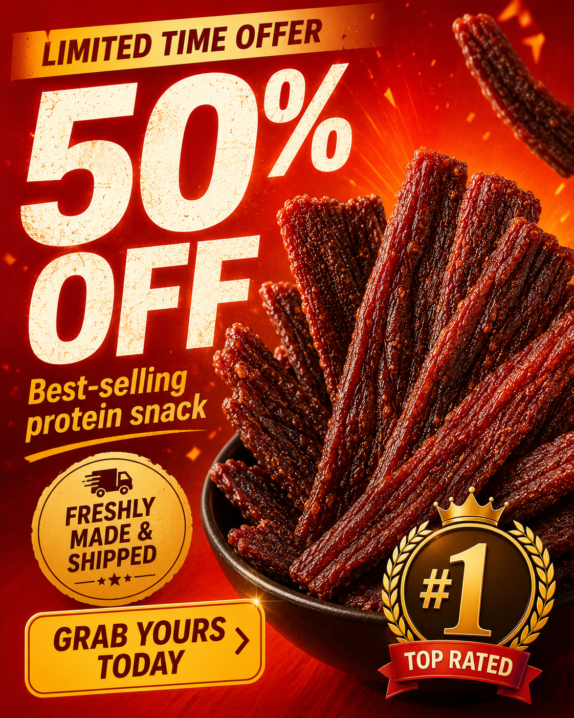 🔥Pure Beef Jerky ‖ High-Protein, Chewy & Ready To Eat-A